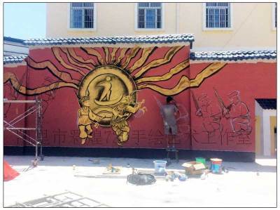 舟溪小學彩繪假浮雕墻體裝飾藝術與地坪工程 貴陽文化墻壁畫公司的匠心之作